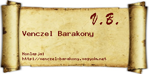 Venczel Barakony névjegykártya